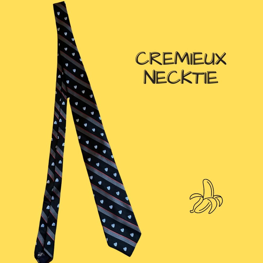 Cremieux 100% Silk Classic Tie – Black with Red & Gray Stripes